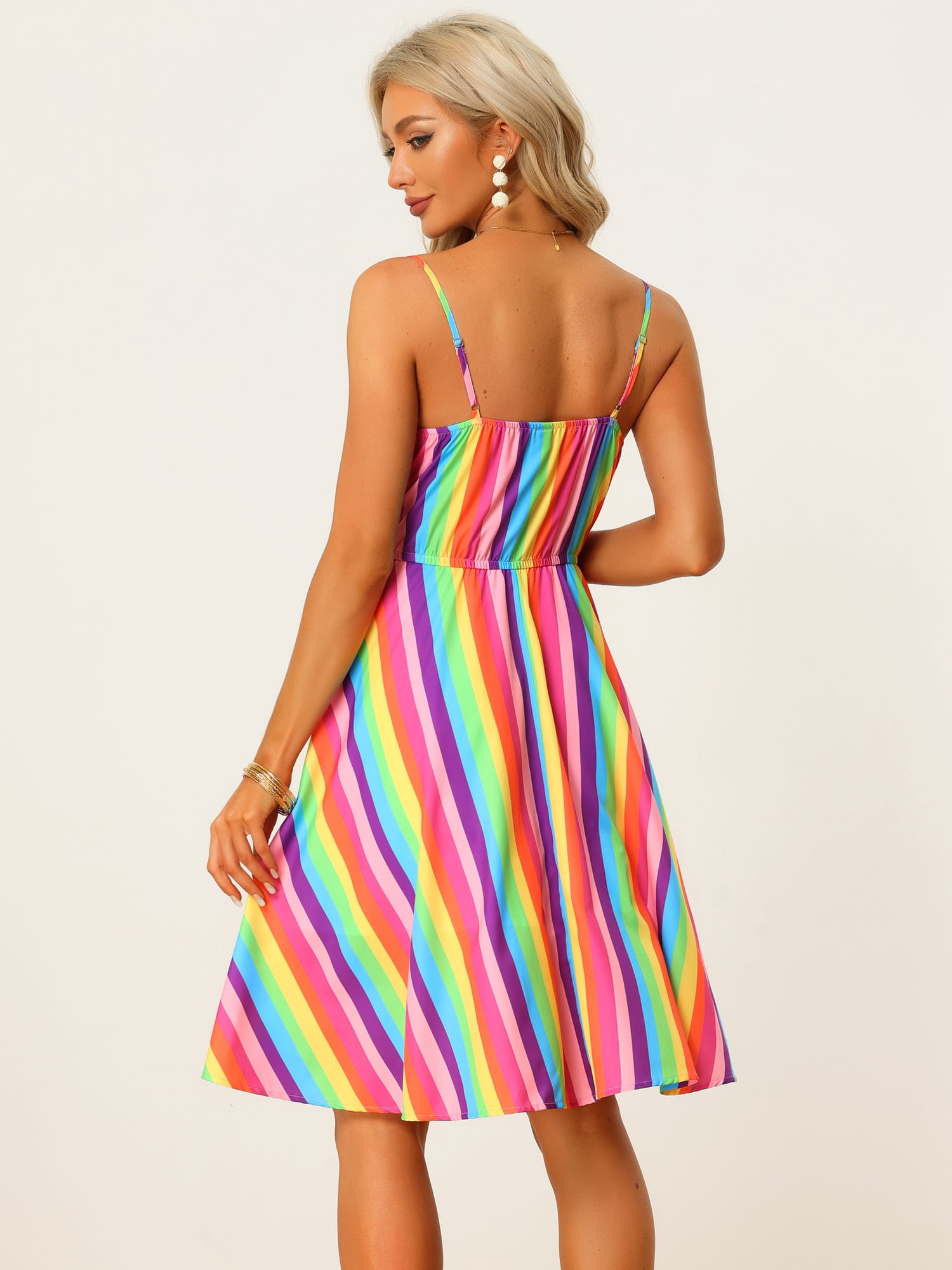 DARING DIVA Women's Casual V Neck Tie Front Floral Dresses 2XL Rainbow