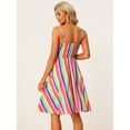 thumbnail image 5 of Vestido de verano para mujer Allegra K Vestido midi informal cuello en V nudo tirantes finos multicolor S, 5 of 5