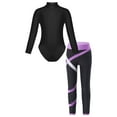 thumbnail image 2 of CHICTRY Girls 2Pcs Dance Sports Outfit Teens Gymnastics Skating Suit Long Sleeve Cutout Back Leotard with Leggings Lavender 5-6, 2 of 7