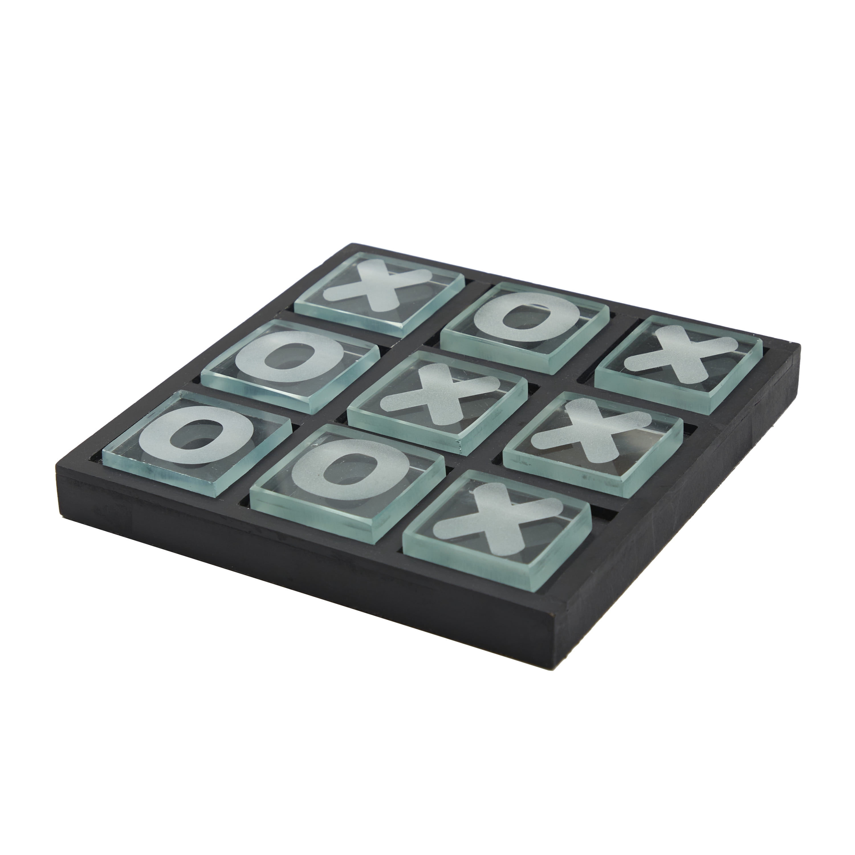 DecMode 8" x 1" Black Wood Tic Tac Toe Game Set, 1-Piece