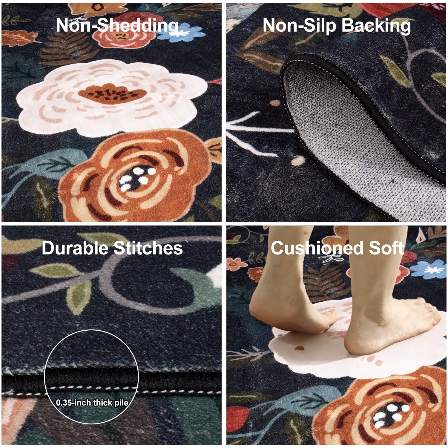 Sanmadrola Area Rugs for Living Room Rug 5x7 Machine Washable Non Slip Floral Vintage Low Pile Large Rugs for Living Room, Bedroom, Farmhouse, Dining Room,Kitchen Entryway Bathroom Office