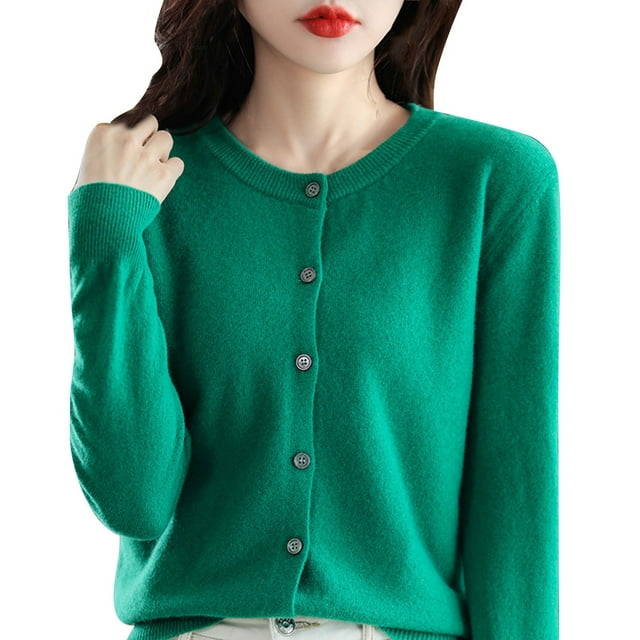 Comdrip Cardigan pour Femmes Cardigan à Boutons pour Femmes Chandails pour Femmes Automne Ouvert Tricoté Coupe Ajustée Hauts Chandails pour Femmes 2025 Cardigans pour Femmes Tendance Vert G