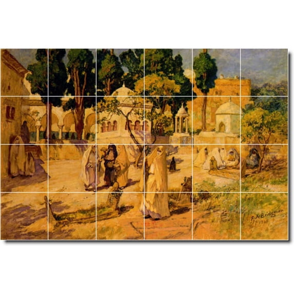 Ceramic Tile Mural-Frederick Bridgman Mother Child Painting 14. 32" w x 40" h using (20) 8 x 8 ceramic tiles