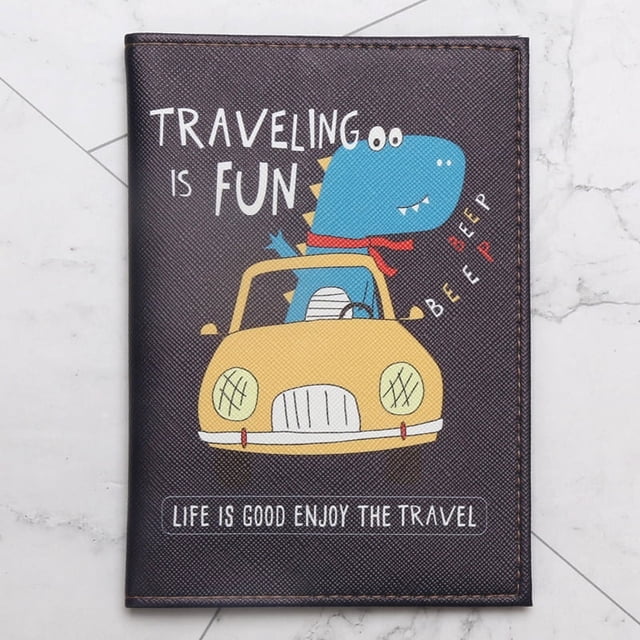 Funda para pasaporte con estampado de cocodrilo y dinosaurio de dibujos animados, funda para pasaporte de piel sintética, bolsa para guardar documentos de viaje, funda para tarjetas