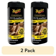(2 pack) Meguiar's Gold Class Rich Leather Wipes – Leather Cleaner & Conditioner – G10900, 25 Wipes
