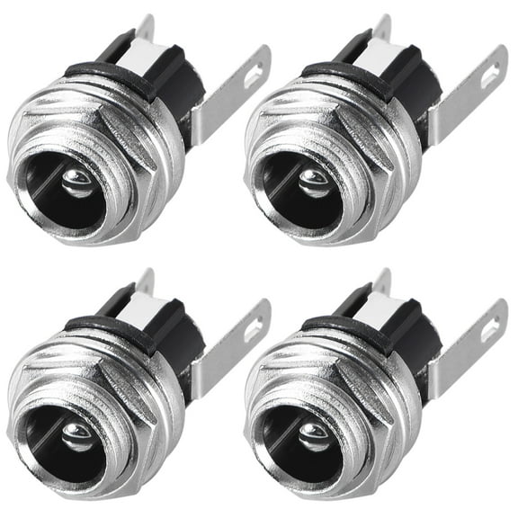 PCB Mount DC Connector Audio Video Socket DC025M 3 Pin Female 5.5mmx2.5mm Black 4Pcs