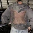 thumbnail image 2 of kaondbfi Hoodied Sweatshirts for Elegant Women Hollow Mesh Back Sweatshirt Casual Long Sleeve Headband Pocket Womens Summer Fall Fashion Tops, 2 of 7