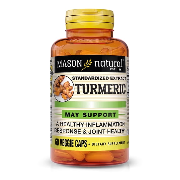 Mason Natural Turmeric Veggie Capsules, 500 mg Curcuminoids Complex, Vegan & Gluten-Free, 60 Count