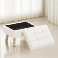 thumbnail image 6 of LEDREM Rectangular Storage Ottoman with Teddy Fleece, 11.8 x 15.7 Inch Foot Stool and Small Table for Living Room and Hallway, Cream White, 6 of 8