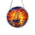 thumbnail image 4 of Round Acrylic Hanging Decor 20cm with Metal Chain, Colorful Art Ornament for Indoor Outdoor Garden Patio, Stained Glass Style Suncatcher for Wall Window or Tree Decoration, 4 of 5