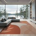 thumbnail image 2 of ODIKA 6'x9' Warm Earth Tones Abstract Minimal Washable Area Rug Modern Organic Shapes with Soft Curves Easy Care, Non-Shedding, for Queen Size Bedroom Under Bed Master Suite, 2 of 7
