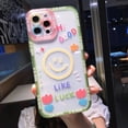 thumbnail image 1 of Bonita funda de teléfono transparente con dibujos de flores y sonrisas para iPhone 14 Pro Max 13 12 11 X XS XR 7 8 Plus, funda transparente a prueba de golpes para parejas Tan Jianjun unisex, 1 of 2