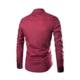 thumbnail image 3 of Frontwalk Men Lightweight Solid Button Down Shirt T Casual Cardigan Lapel Long Sleeve Office Tees Wine Red 3XL, 3 of 3