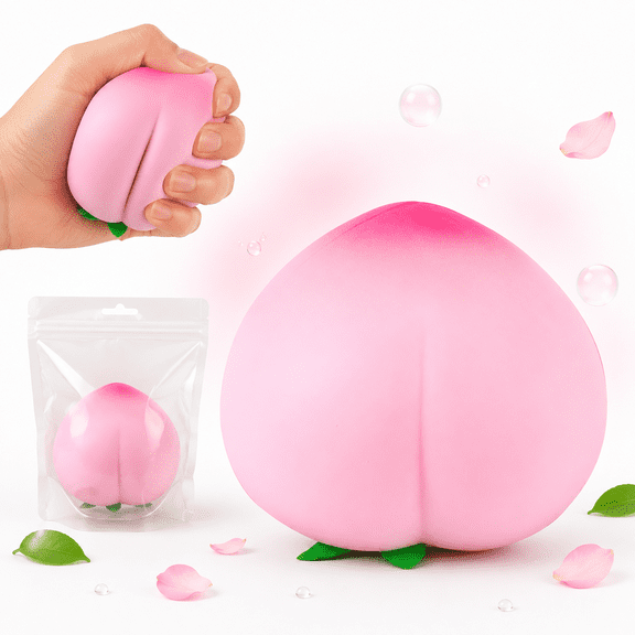 Jumbo Peach Squishy Toy, Realistic Fruit Squeeze Toy, Soft Squishy Peach Stress Ball, Giant Squishy Sensory Fidget Toy for Kids Adults Gift