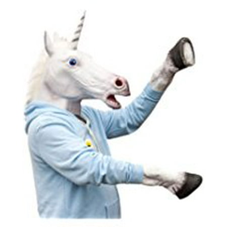 Halloween Adult Unicorn head latex Mask with 1 Pair Unicorn Hooves Gloves by singlestopshop