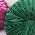 thumbnail image 2 of Coussin Rond en Velours, Décoration pour la Maison, Coussin Rond Plissé pour Canapé, Chaise, Lit, Voiture (Émeraude), 2 of 5