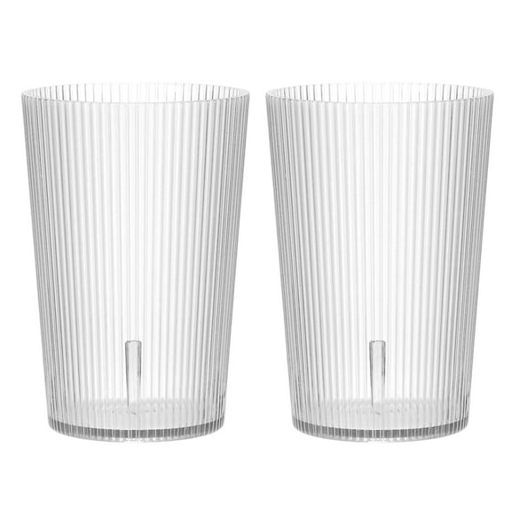 Uxcell Clear Plastic Reusable Drinking Glasses, 7.4oz Ribbed Drinking Glasses Set Plastic Water Cup Unbreakable Stackable for Beer Cocktail Water Juice Whiskey(Transparent, 2Pcs)