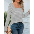 thumbnail image 4 of Women'S Puff Long Sleeve Square Neck Shirts Fall Causal Trendy Tunic Tops White L, 4 of 5