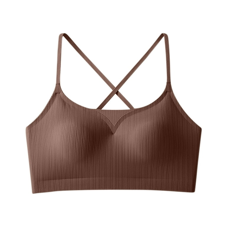 Bras for Women Strip Seamless Cross Back Skinny Strap Wireless
