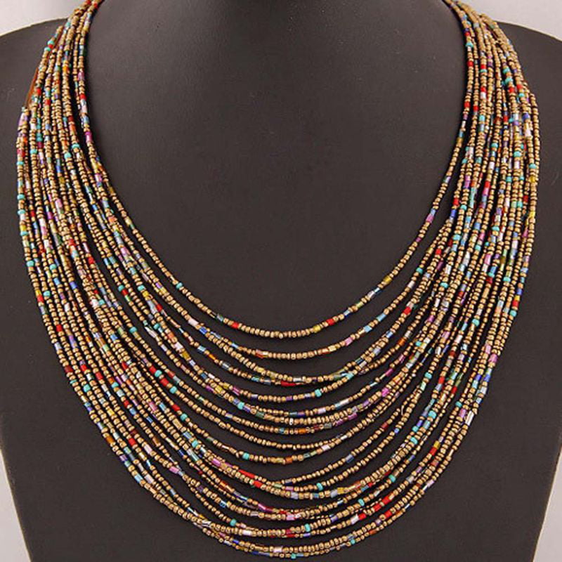 Bohemia Tassels Multilayer Long Necklaces Statement Beads Maxi For Women Jewelry 