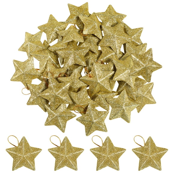 YEAHIBABY 30 Pcs Resin Ornament Christmas Tree Hanging Decoration Golden Star Ornament Families Home Decoration
