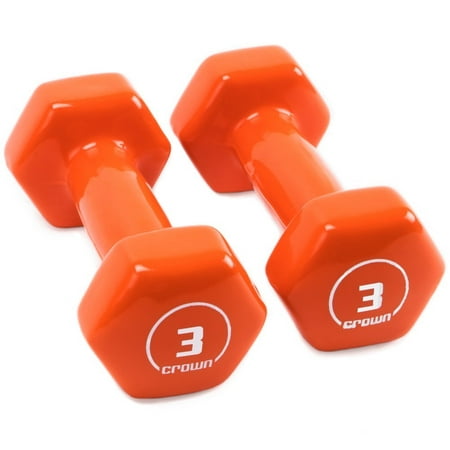 Hand Weights, Non-slip Vinyl Orange 3-lb Women Men Set Hand Weights,