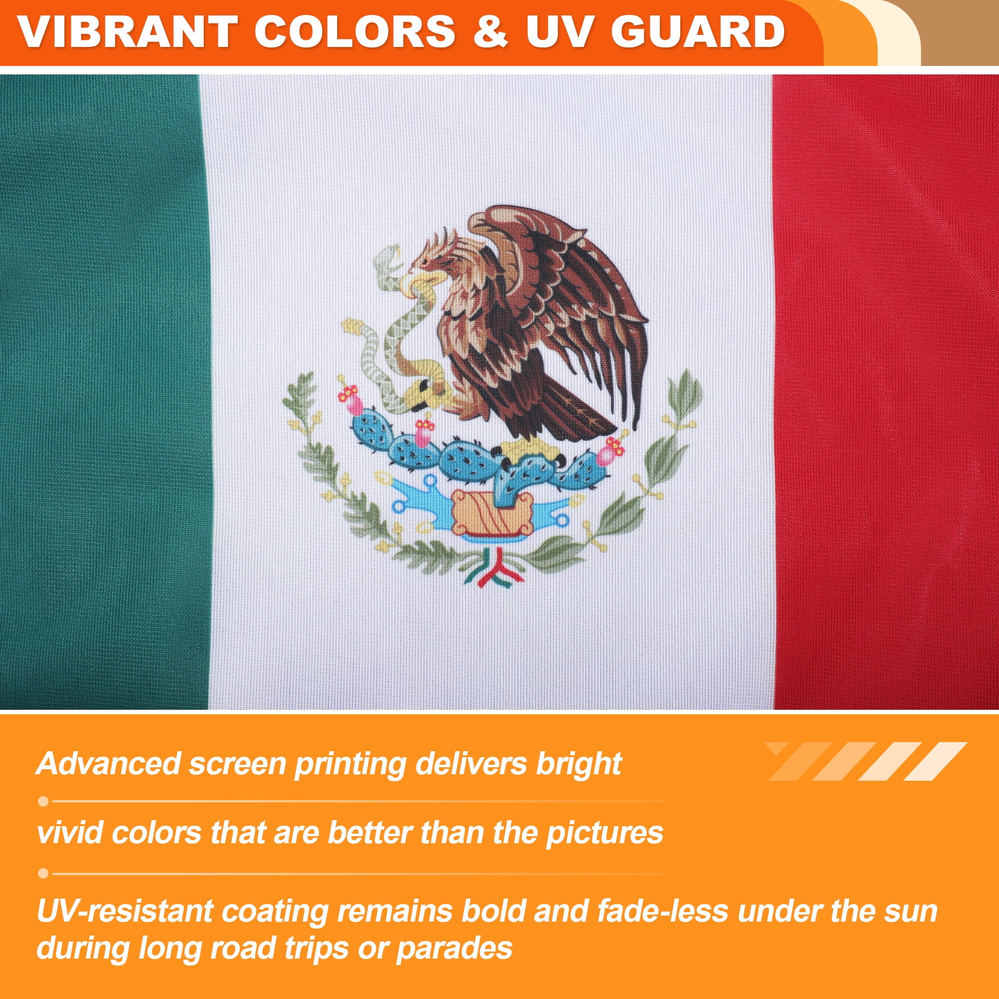 Unique Bargains 2Pcs Mexican Flag Heavy Duty 2-Ply Polyester 17.5" Sturdy Pole