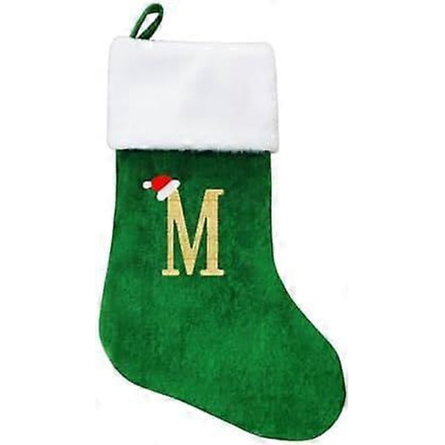HOME'S FRIEND Christmas Stockings with Letters, 18 Inch Plush Monogram Christmas Stockings,Name Initial Large Embroidered Stockings,Christmas Tree Dec
