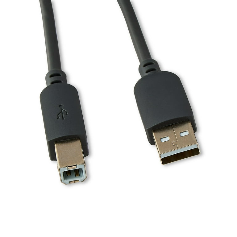 Onn+ USB Printer Cable 6ft USB-A Male to USB-B Male for Computer