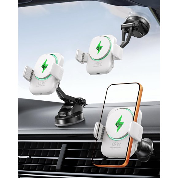 Soporte para cargador de coche INIU, magnético, inalámbrico, 15 W, carga rápida