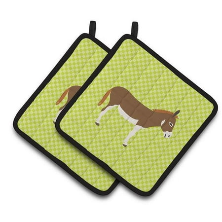 

Miniature Mediterranean Donkey Green Pair of Pot Holders - Green