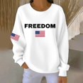 thumbnail image 1 of White Women's Freedom American Falg Print Round Neck Sweatshirt A True Patriot Shirt Long Sleeve, 1 of 4