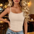 thumbnail image 2 of idosla Spaghetti Strap Crop Tank Tops for Women Cute Summer Camisoles for Teens Fitted Basic Layering Cami Undershirts (Beige, One Size), 2 of 9