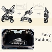 AILEEKISS 3-in-1 Convertible Baby Stroller with Big Seat and Adjustable Canopy, 24 Pounds, Light Grey