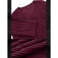 thumbnail image 5 of JYLFC Womens V Neck Slim Fit T-Shirts Long Sleeve Textured Tunic Top, Burgundy L, 5 of 6