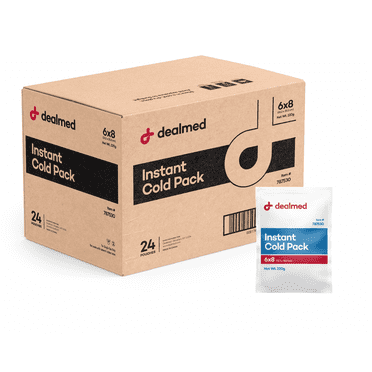 Dealmed Instant Cold Pack, 6" x 8" | Disposable Packs for Helping Injuries, Swelling, Headaches, Soreness (Case of 24)