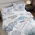 thumbnail image 3 of 3pcs Queen Size Coastal Quilt Set - Beach Bedding for Summer! Lightweight, Reversible Nautical Bedspread Comforter with Pillow Shams, Soft Microfiber - Ocean Vibes Inside!, 3 of 6