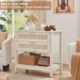 thumbnail image 6 of LEYAOYAO 2-Piece Rattan Bedroom Furniture Set, 48" Wide 6 Drawer Dresser and 2 Drawer Nightstand with Open Storage Shelf, Grey White, 6 of 9