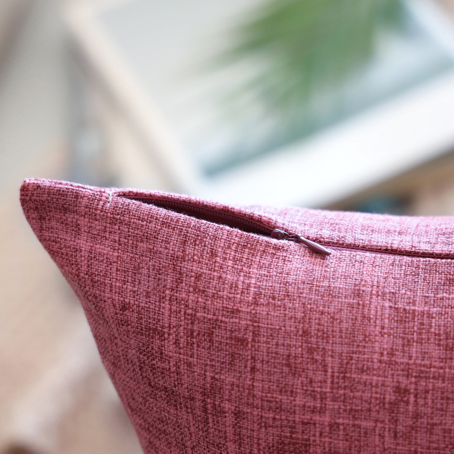 Phantoscope 18" x 18" Farmhouse, Rustic, Traditional Pink Texture Polyester Throw Pillow , ( 2 Count)