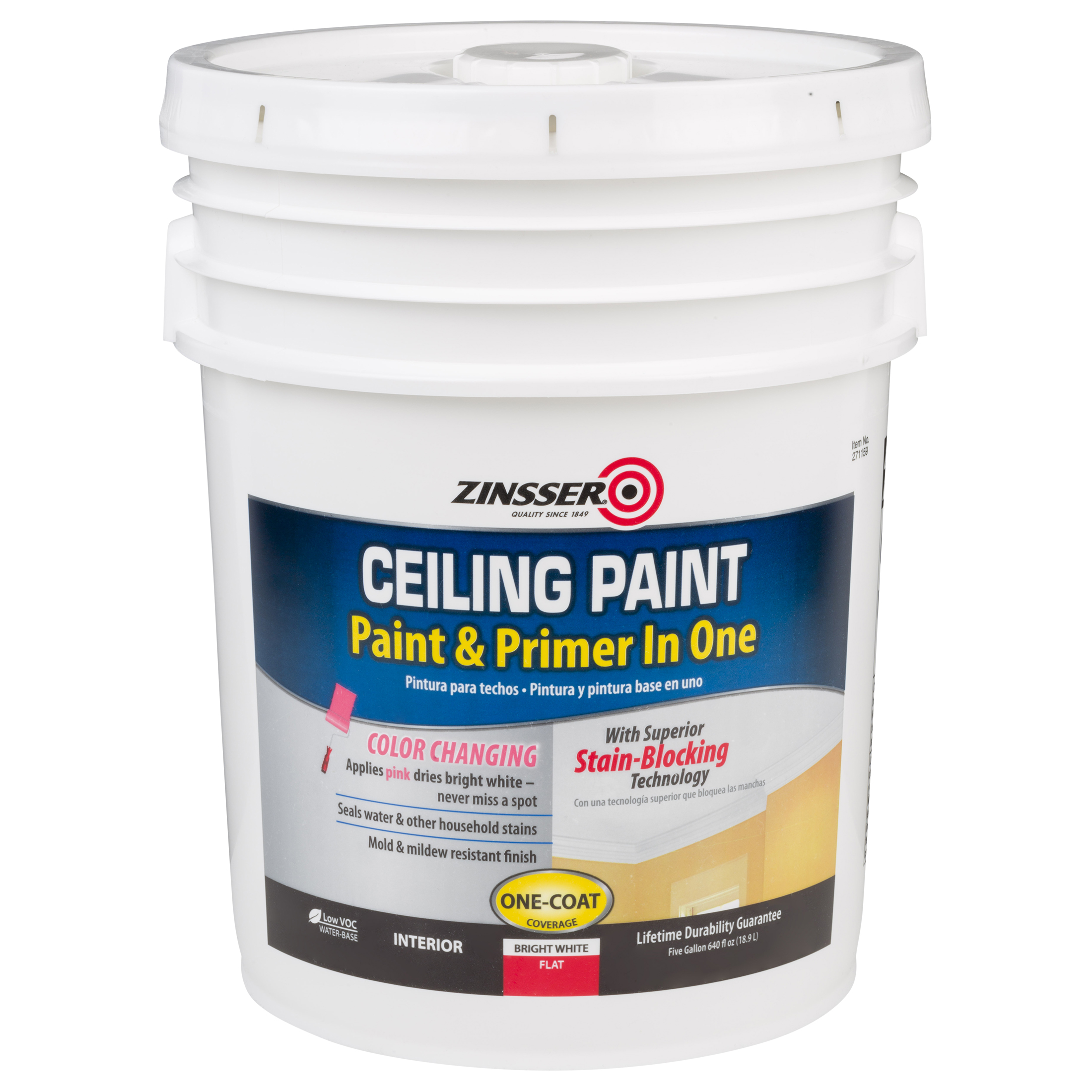 White, Zinsser Flat Ceiling Paint and Primer- 5 Gallon, 1 Per Pack - image 2 of 5