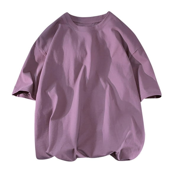 Camiseta de Manga Larga de Cuello Redondo de Manga Corta Casual para Hombres, Clásico de Color Sólido Superior, Camisetas de Manga Larga