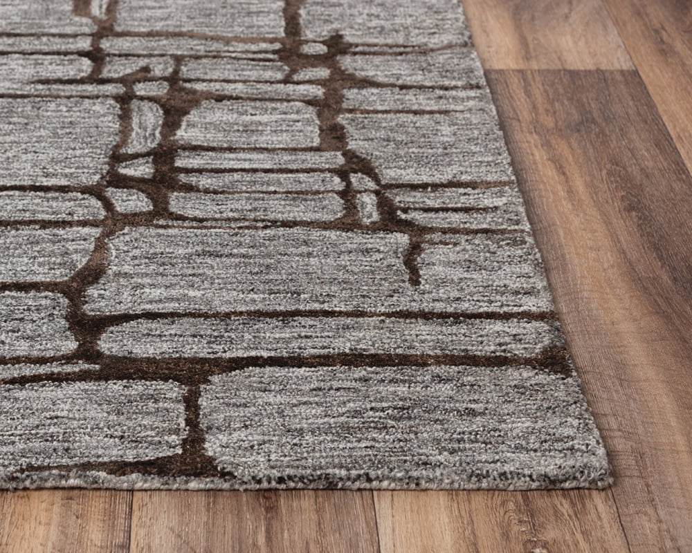 Rizzy Rugs Becker Area Rug BKR104 Charcoal Cubes Blocks 8' 9" x 11' 9" Rectangle
