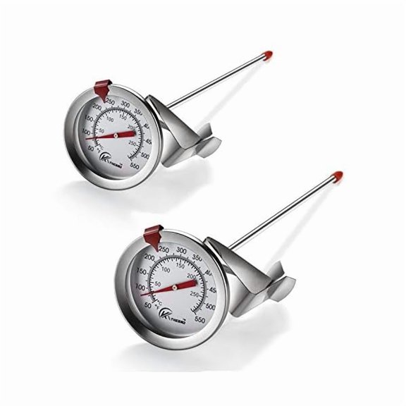 ZLC Deep Fry Thermometer with Instant Read,Dial Thermometer(2-Pack),6" Stainless Steel Stem Meat Cooking Turkey,BBQ,Grill