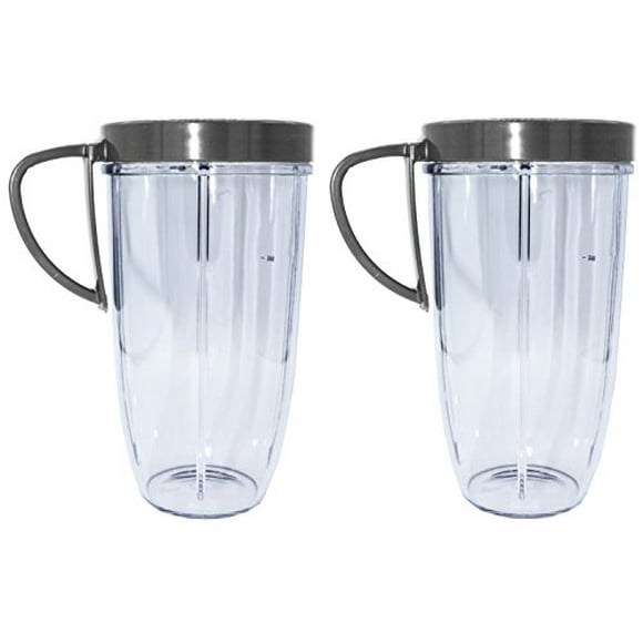 Blendin Lot de 2 Pots Énormes de 32 Onces avec Anneau de Lèvre Poignée, Convient au Mélangeur et Extracteur de Jus Nutribullet 600W 900W
