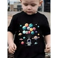 thumbnail image 1 of GOURD DOLL Astronaut Planet Print Boys Casual T-shirt, Crew Neck Short Sleeve Tops, Cotton Slight Stretch Fabric for Children, 1 of 6