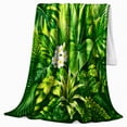 thumbnail image 2 of Tropical Palm Leaves with White Flowers and Lush Jungle Greenery, Botanical Rainforest Art for Plant Lovers, Birthday Gift, Soft Flannel Blanket for Bedroom, Fresh Home Decor, 2 of 9