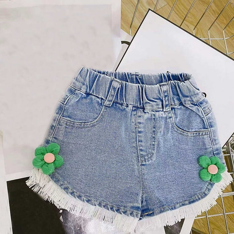 Huvoen Girls' Knit Shorts Child's Summer Solid Girls Baby Botton