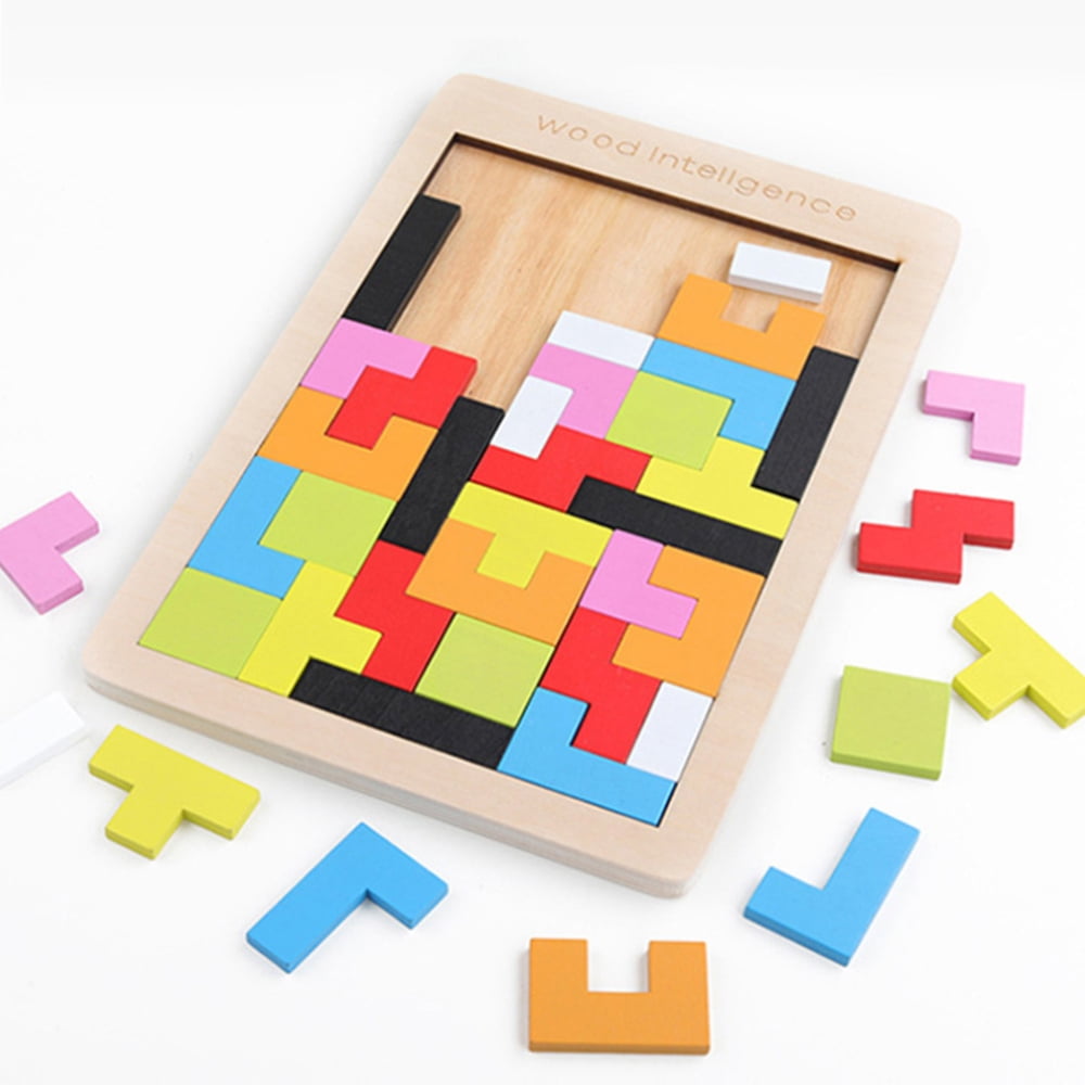 Montessori Wooden Toys Baby Block Intelligence Brain Teaser Puzzle Kids Gift 