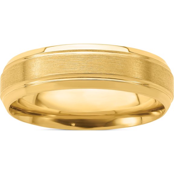 14K Yellow Gold Heavy Comfort Fit Brush Satin Fancy Band (Size 7) Made In United States yb103h-7
