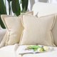 thumbnail image 1 of Juego de 2 Fundas de cojín de Pana con Borde de Flecos a Rayas Funda de cojín Decorativa Suave para Dormitorio sofá Funda de Almohada Beige, 1 of 4